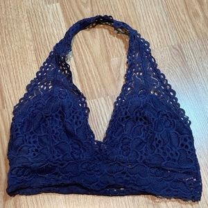 True‎ by Rue21 Navy Blue Floral Lace Halter Bralette Size M